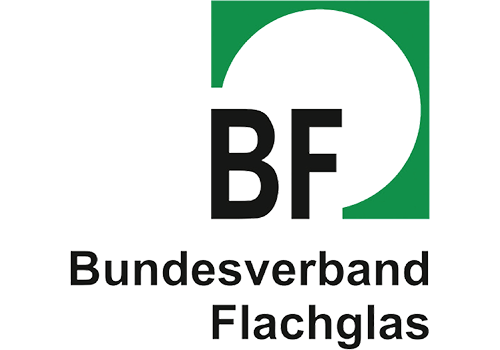 Logo des Bundesverbands Flachglas mit stilisiertem Kopfprofil und grünen Akzenten.