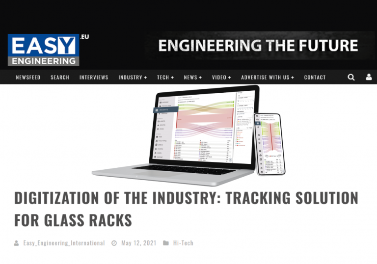Digitale Transformation in der Industrie: Tracking-System für Glasgestelle auf Laptop und Handy, Artikel von Easy Engineering.