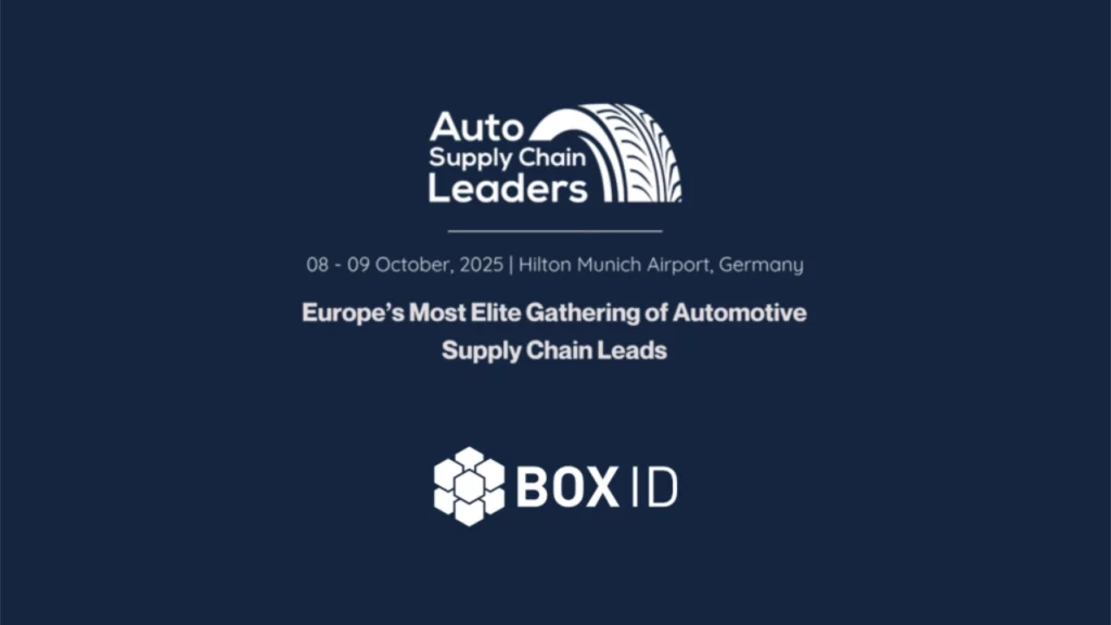 Logo „Auto Supply Chain Leaders“ für ein Event im Oktober 2025 in München mit BOX ID Logo